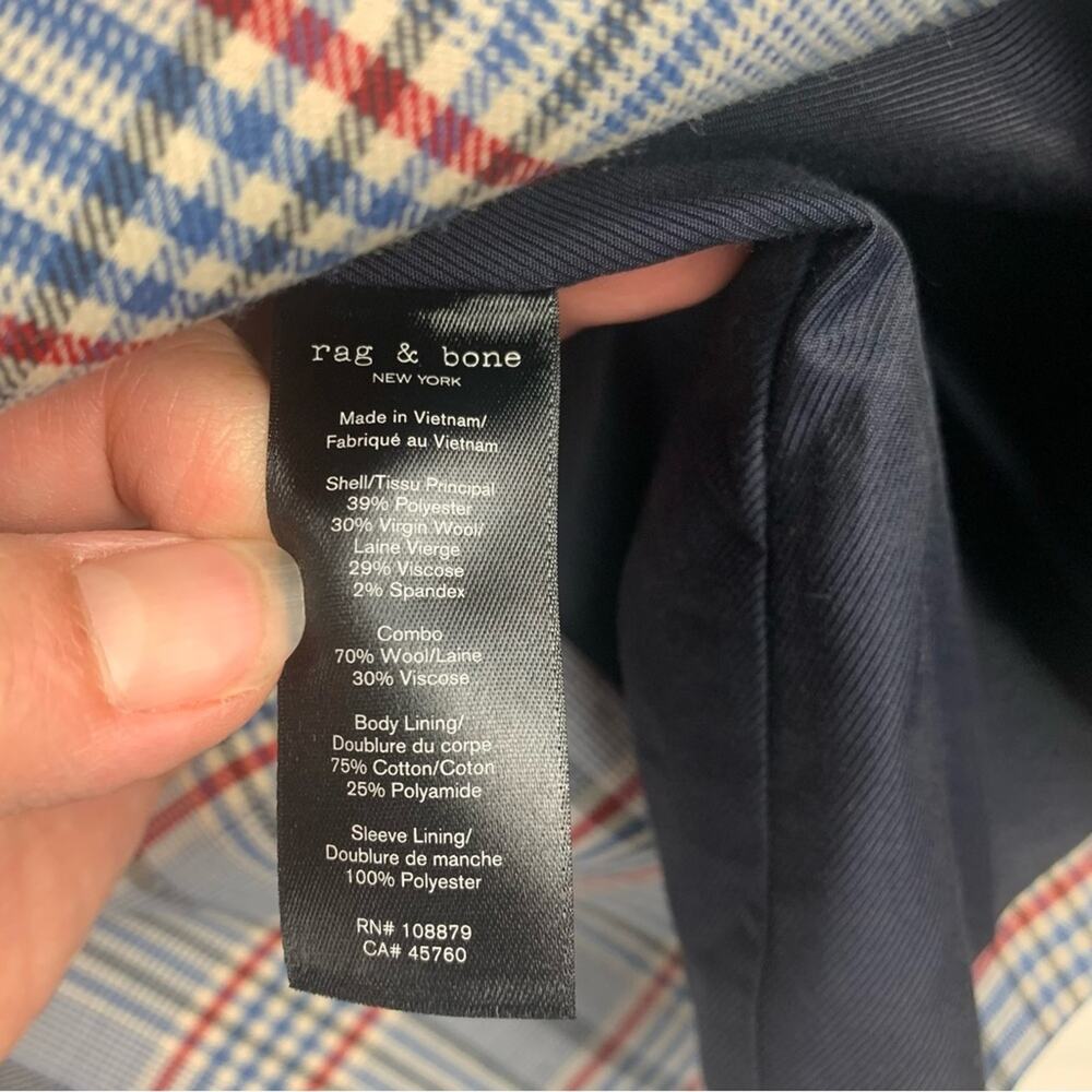 Rag & Bone women's size 14 Elsie gray check blazer new xl plaid suit blue busi - Picture 8 of 13